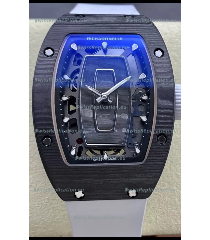 Richard Mille RM07 Black Carbon Casing White Strap 1:1 Superclone Swiss Replica Watch 