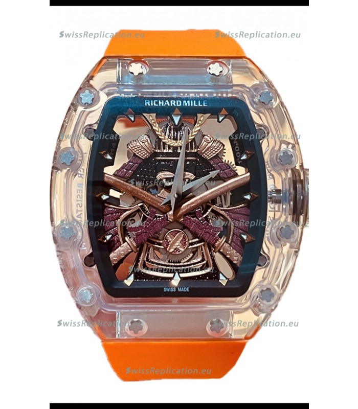 Richard Mille RM047 Samurai Genuine Tourbillon Watch in Orange Strao Sapphires Casing