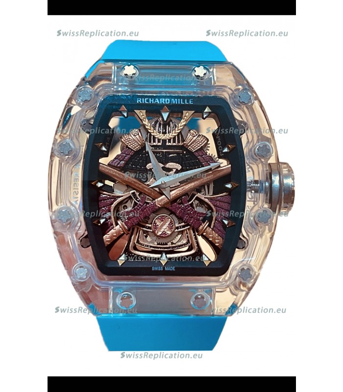 Richard Mille RM047 Samurai Genuine Tourbillon Watch in Sapphires Casing Blue Strap