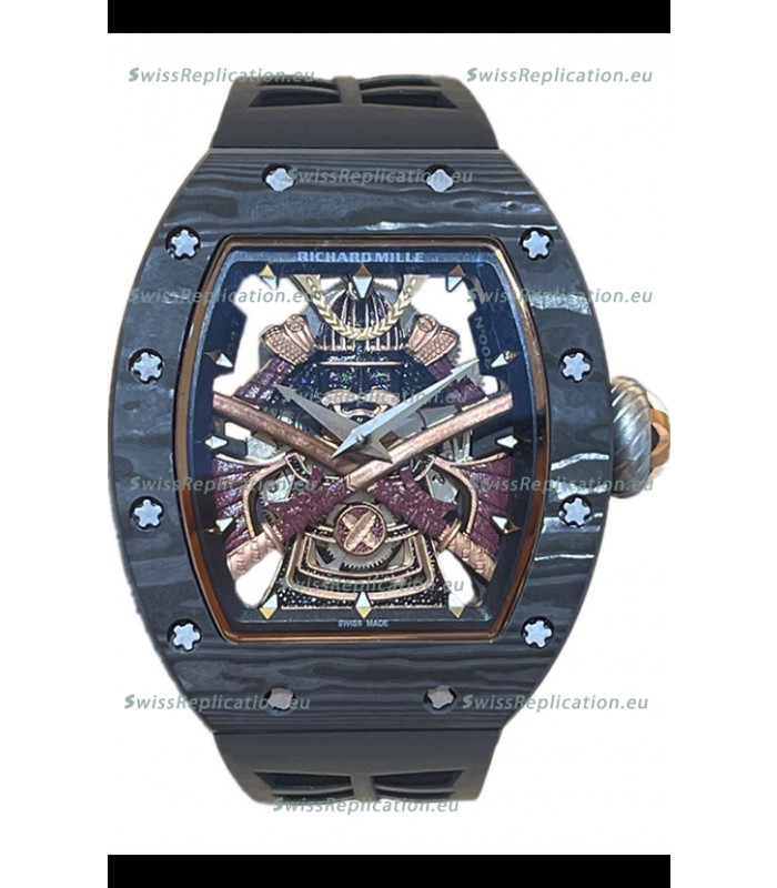 Richard Mille RM047 Samurai Genuine Tourbillon Watch in Carbon Casing Black Strap