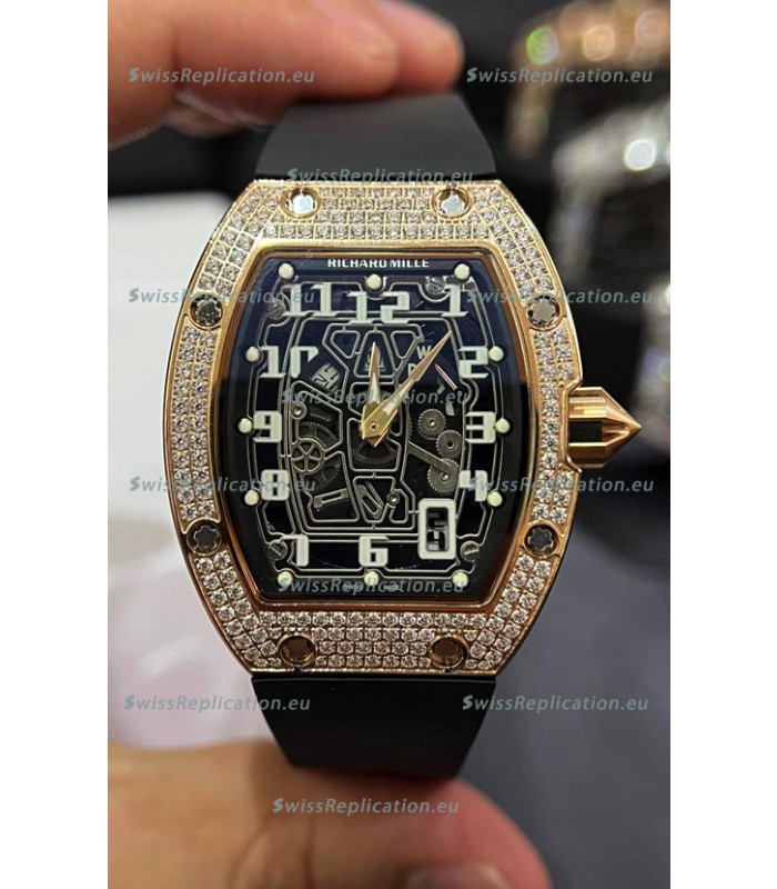 Richard Mille RM67-01 Rose Gold Diamonds Titanium Casing 1:1 Swiss Replica Watch 