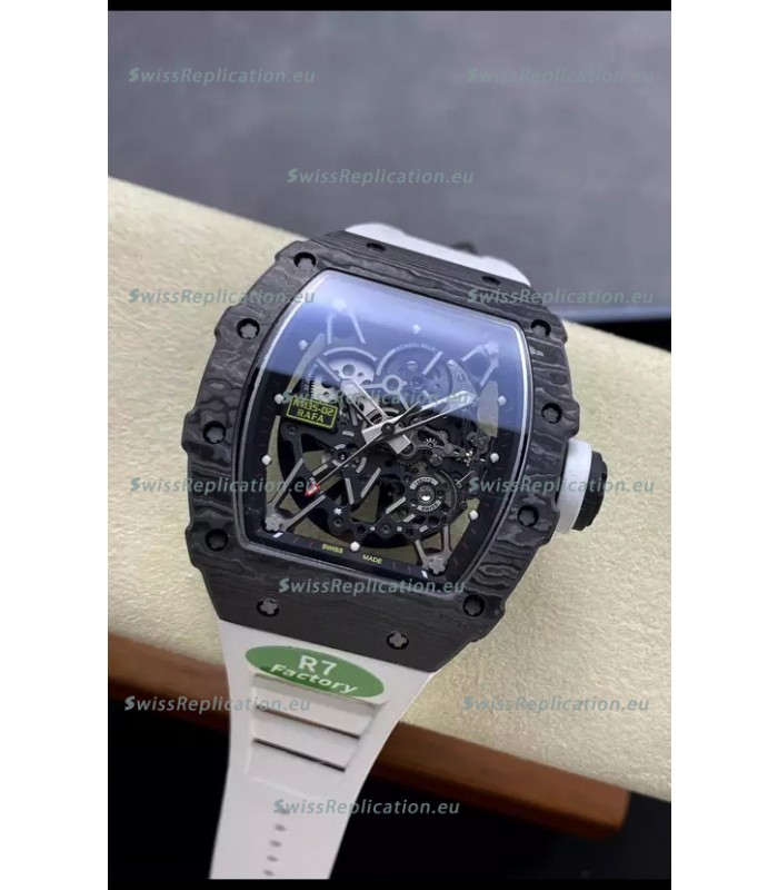 Richard Mille RM35-02 Rafael Nadal Black Carbon White Strap with Genuine Tourbillon Super Clone Watch
