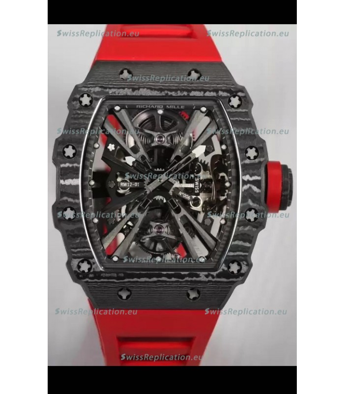 Richard Mille RM12-01 Carbon Fiber Case Genuine Tourbillon Movement 1:1 Mirror Replica Watch