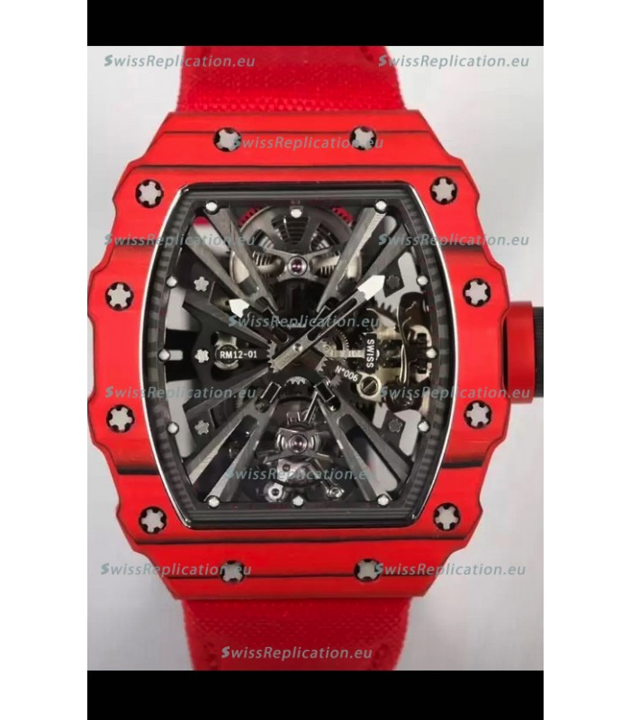 Richard Mille RM12-01 Carbon Fiber Case Genuine Tourbillon Movement 1:1 Mirror Replica Watch