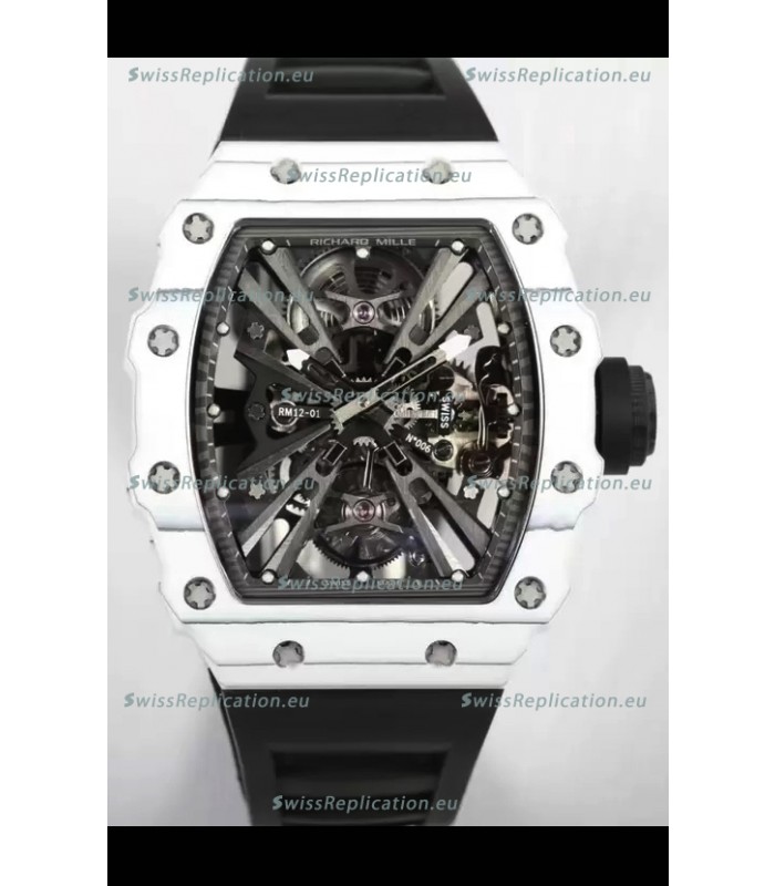 Richard Mille RM12-01 White Carbon Fiber Case Genuine Tourbillon Movement 1:1 Mirror Replica Watch