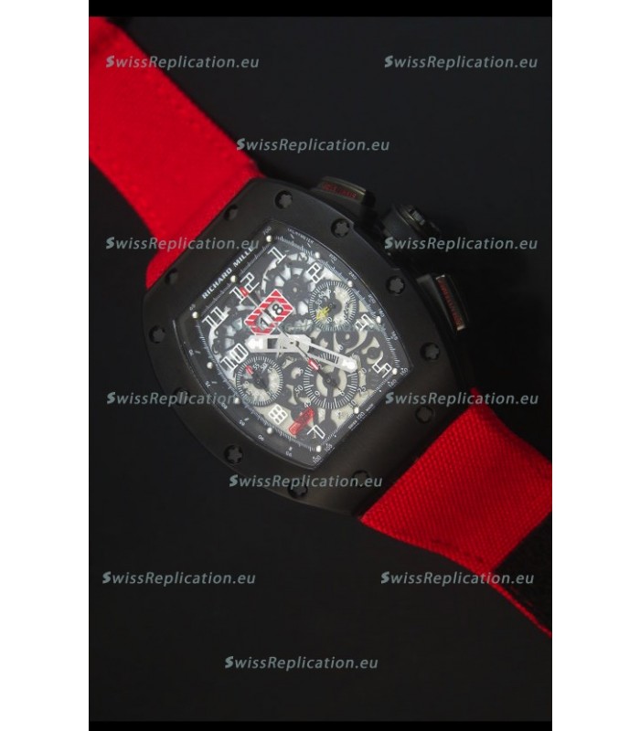 Richard Mille RM011 Filipe Massa PVD Swiss Replica Watch in Red Nylon Strap