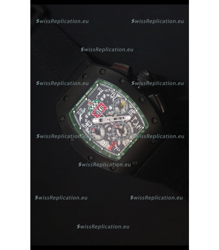 Richard Mille RM011 Filipe Massa PVD Swiss Replica Watch in Black Nylon Strap