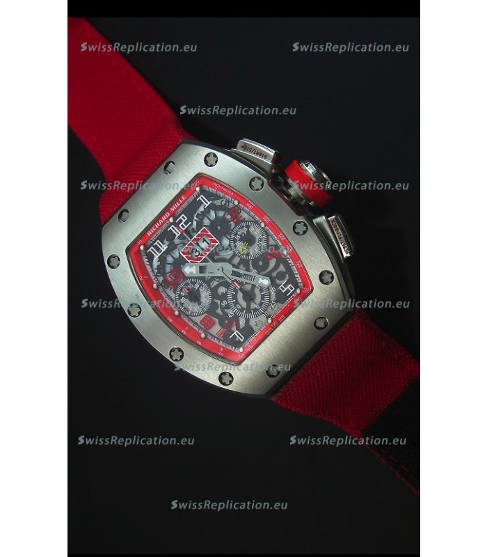Richard Mille RM011 Filipe Massa Titanium Case Swiss Replica Watch in Red Nylon Strap