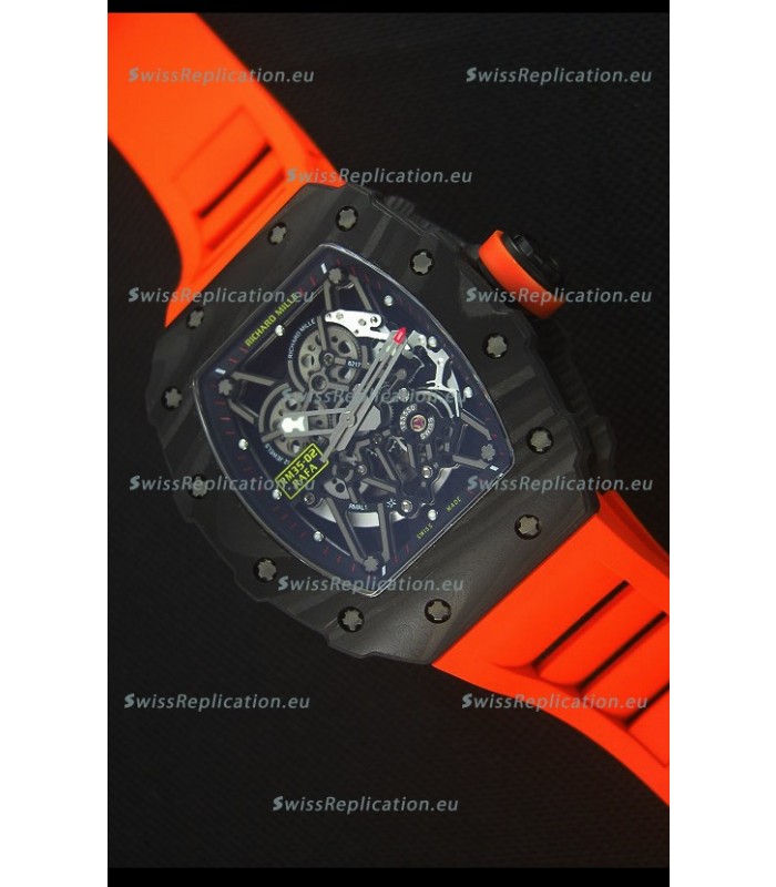 Richard Mille RM035-2 Rafael Nadal Forged Carbon Case with Red Rubber Strap