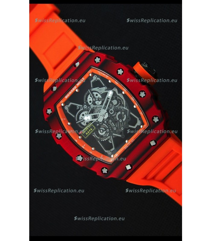 Richard Mille RM35-01 One Piece Red Forged Carbon Case Watch in Orange Strap