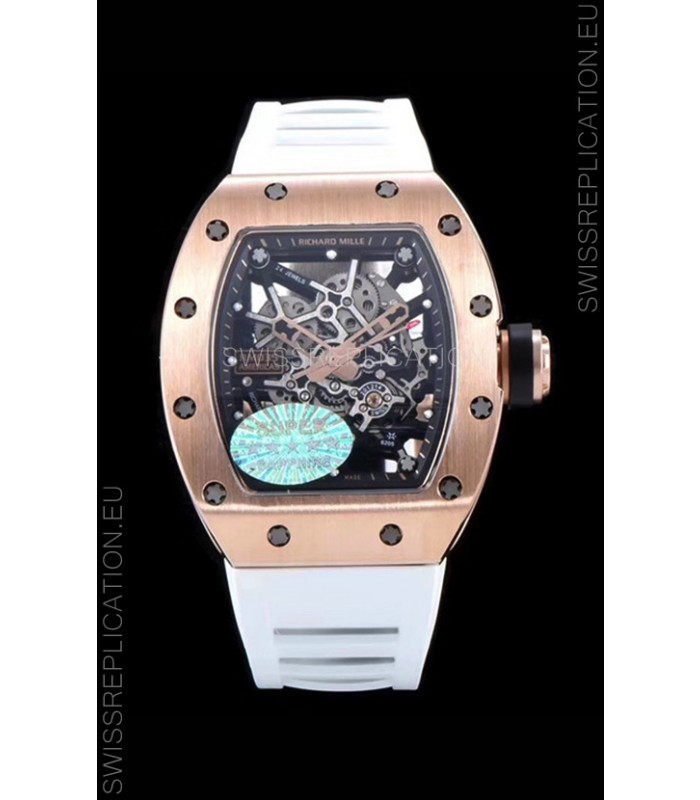 Richard Mille RM035 AMERICAS 18K Rose Gold Replica Watch in White Strap