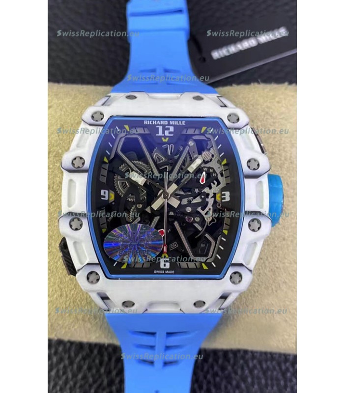 Richard Mille RM35-03 Rafael Nadal Edition White Carbon Fiber Casing 1:1 Mirror Replica Watch in Blue Strap 