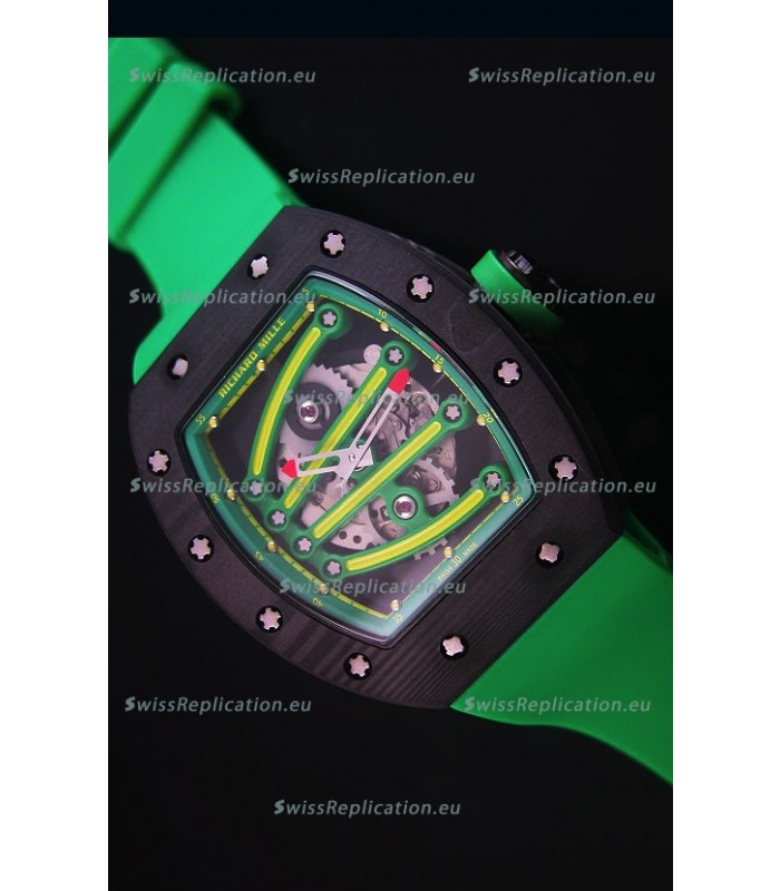 Richard Mille RM059 Yohan Blake Forged Carbon Case Swiss Replica Watch in Green Bezel