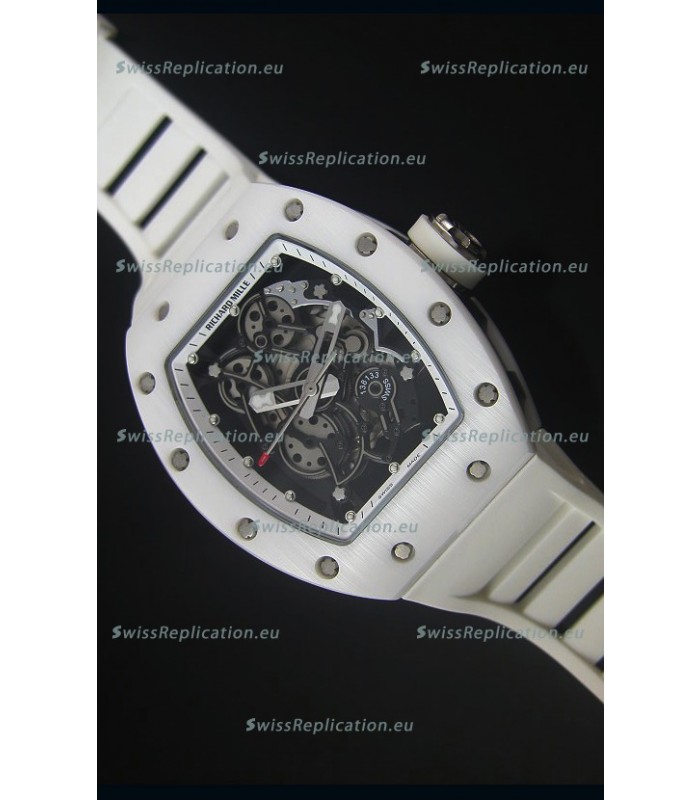 Richard Mille RM055 White Ceramic Case Watch in White Inner Bezel