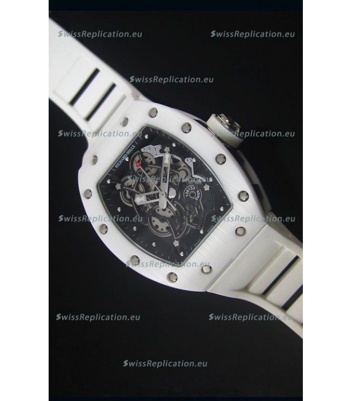 Richard Mille RM055 White Ceramic Case Watch in Black Inner Bezel