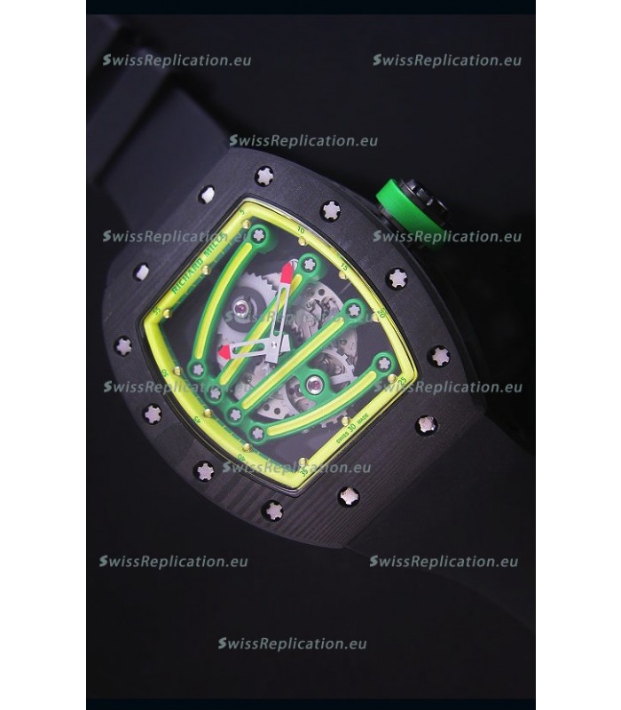 Richard Mille RM059 Yohan Blake Forged Carbon Case Swiss Replica Watch in Yellow Bezel