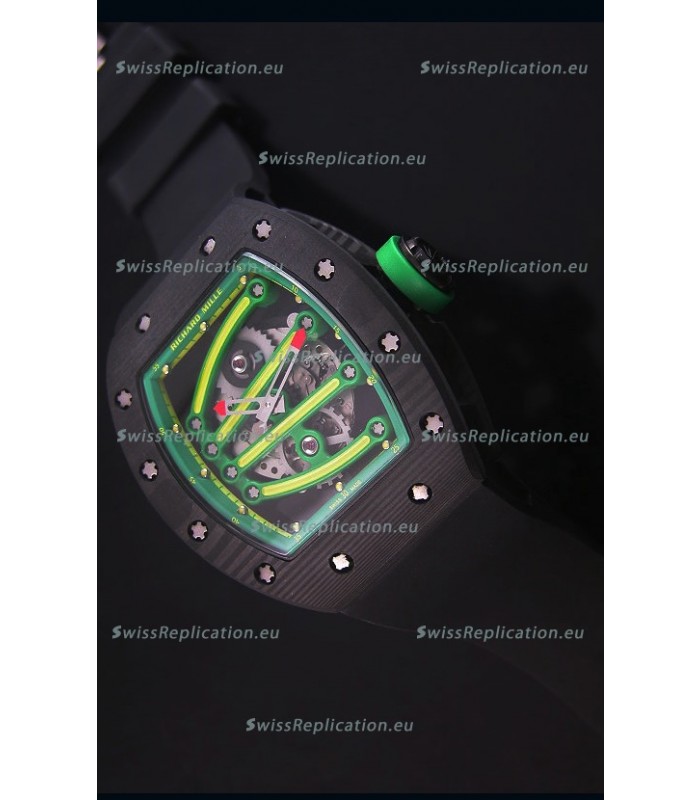 Richard Mille RM059 Yohan Blake Forged Carbon Case Swiss Replica Watch in Green Bezel