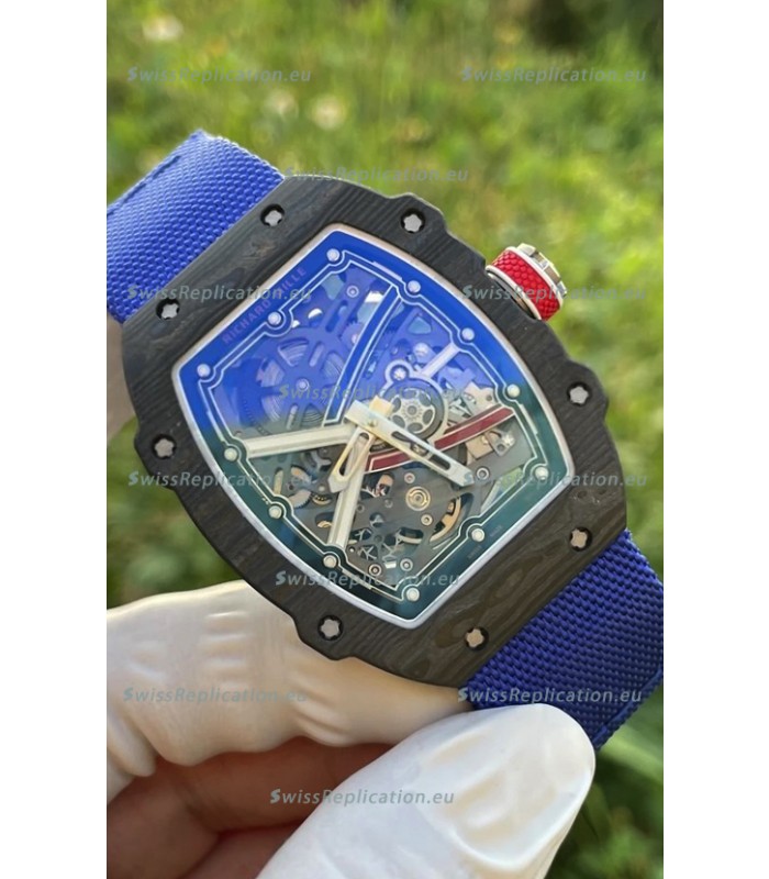 Richard Mille Super Clone RM67-02 Sebastien Ogier Black Carbon TPT 37 Grams Watch Blue Strap 