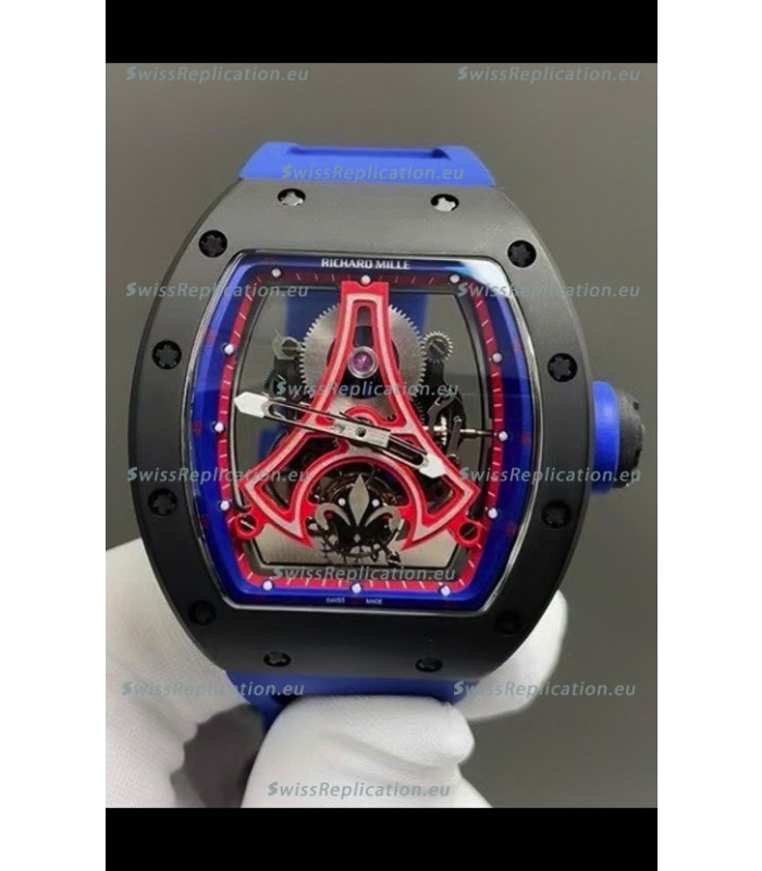 Richard Mille RM52-03 Paris Saint-Germain Tourbillon Black Ceramic Swiss Replica Watch 