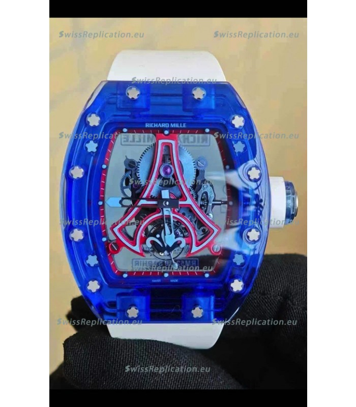 Richard Mille RM52-03 Paris Saint-Germain Tourbillon Blue Sapphires Swiss Replica Watch 