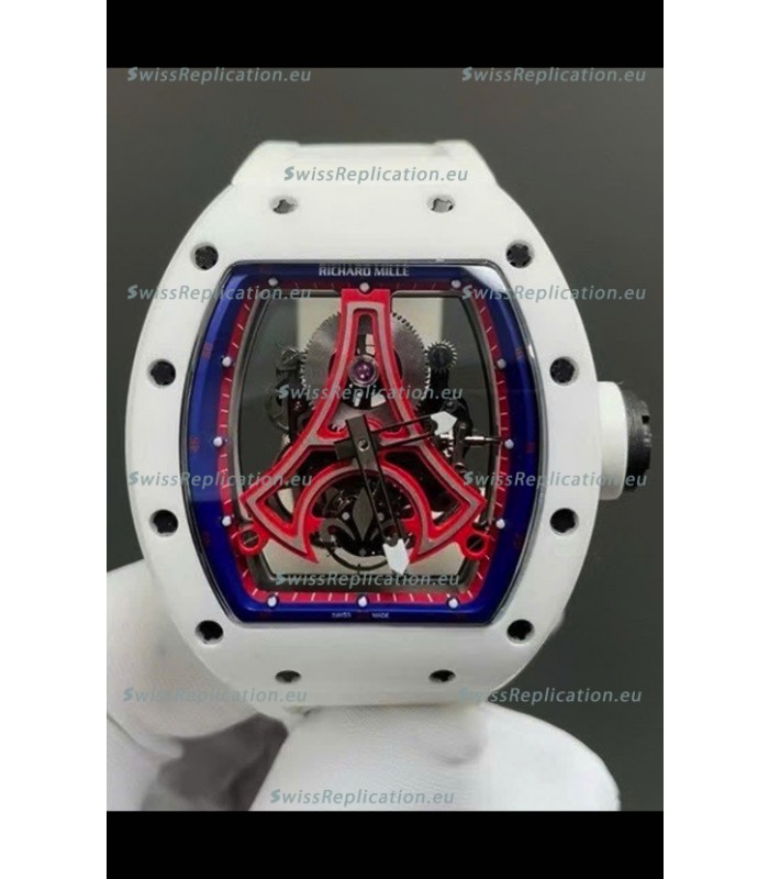 Richard Mille RM52-03 Paris Saint-Germain Tourbillon White Ceramic Swiss Replica Watch 