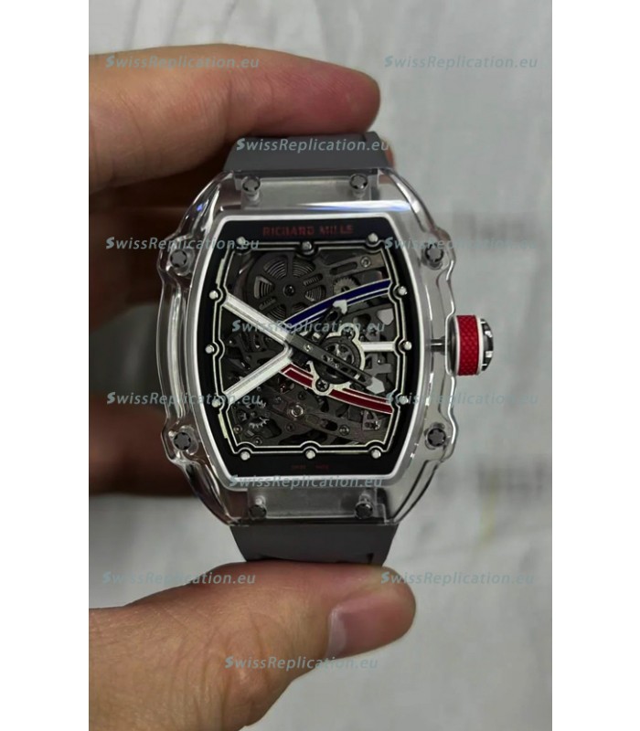 Richard Mille Super Clone RM67-02 Sapphires Casing Watch Grey Rubber Strap