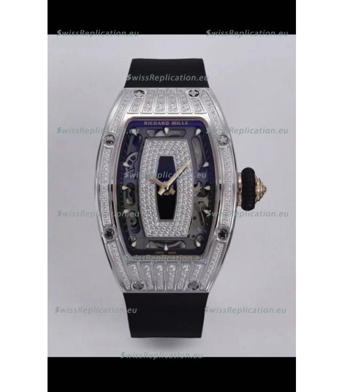 Richard Mille Super Clone RM07-01 Diamonds Paved 904L Steel Casing Automatic Replica Watch