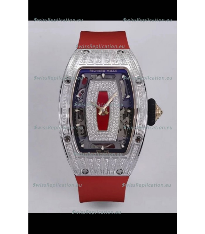Richard Mille Super Clone RM07-01 Diamonds Paved 904L Steel Casing Automatic Replica Watch