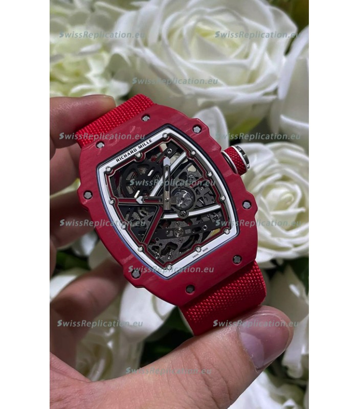 Richard Mille Super Clone RM67-02 Red Carbon TPT 37 Grams Watch Red Strap