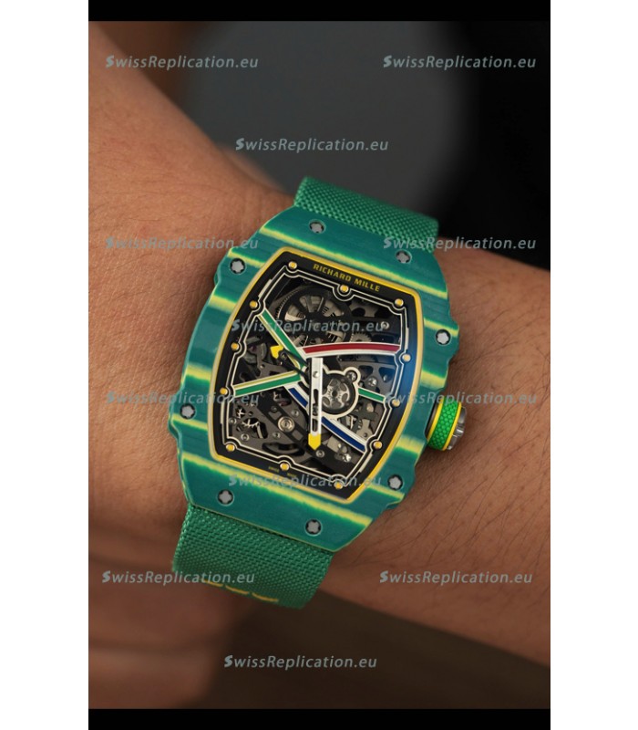 Richard Mille Super Clone RM67-02 Wayde Van Niekerk Green Carbon TPT 37 Grams Watch Green Strap