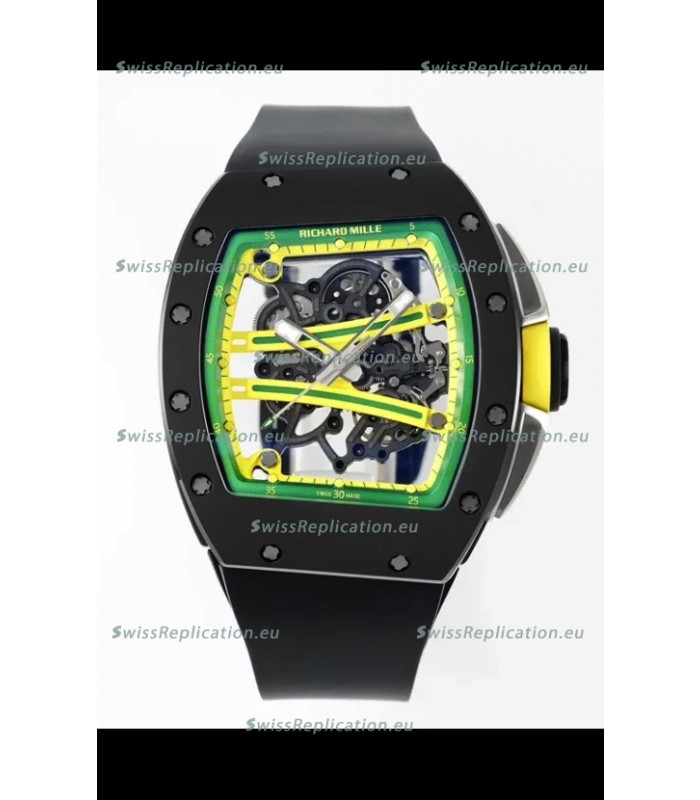 Richard Mille Super Clone RM61-01 Black Ceramic Black Strap Swiss Replica Watch
