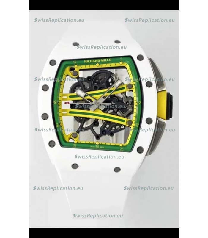 Richard Mille Super Clone RM61-01 White Ceramic Casing Strap Swiss Replica Watch