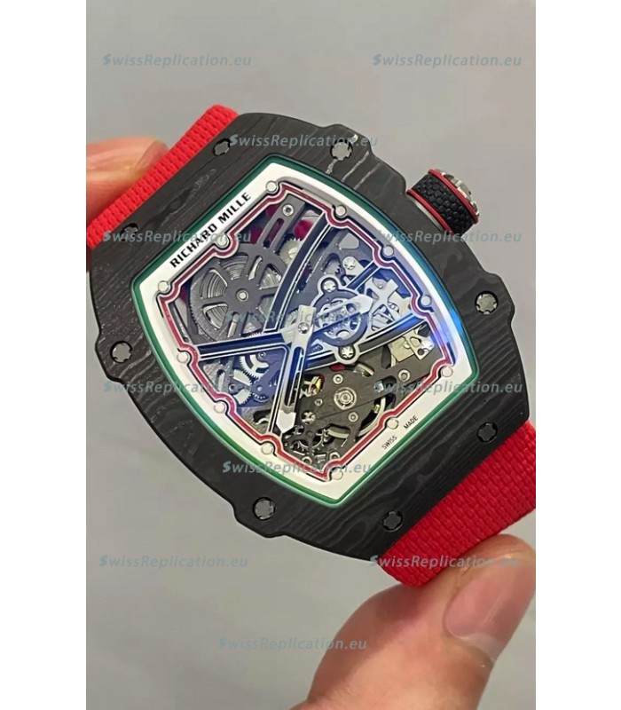 Richard Mille Super Clone RM67-02 Black Carbon TPT 37 Grams Watch Red Strap