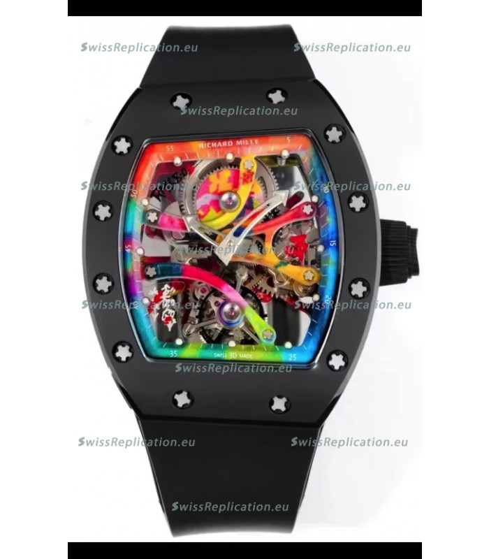 Richard Mille Super Clone RM68-01 Black Ceramic Casing and Strap Tourbillon Swiss Replica