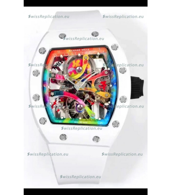 Richard Mille Super Clone RM68-01 White Ceramic Casing White Strap Tourbillon Swiss Replica