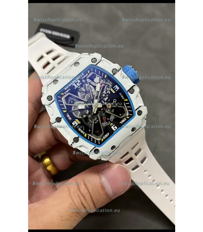 Richard Mille RM35-03 Rafael Nadal Edition White Carbon Fiber Casing 1:1 Mirror Replica Watch in White Strap