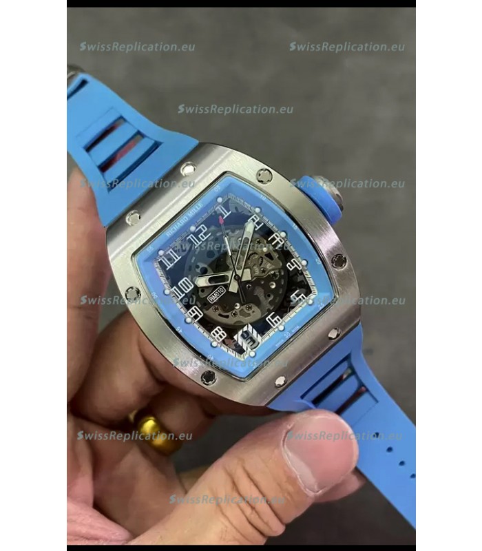 Richard Mille RM010 Stainless Steel Replica Watch in Blue Strap