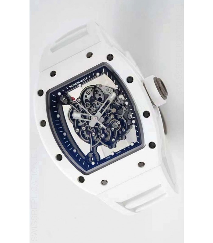 Richard Mille RM055 Ceramic Casing 1:1 Mirror Replica Watch in White Strap 
