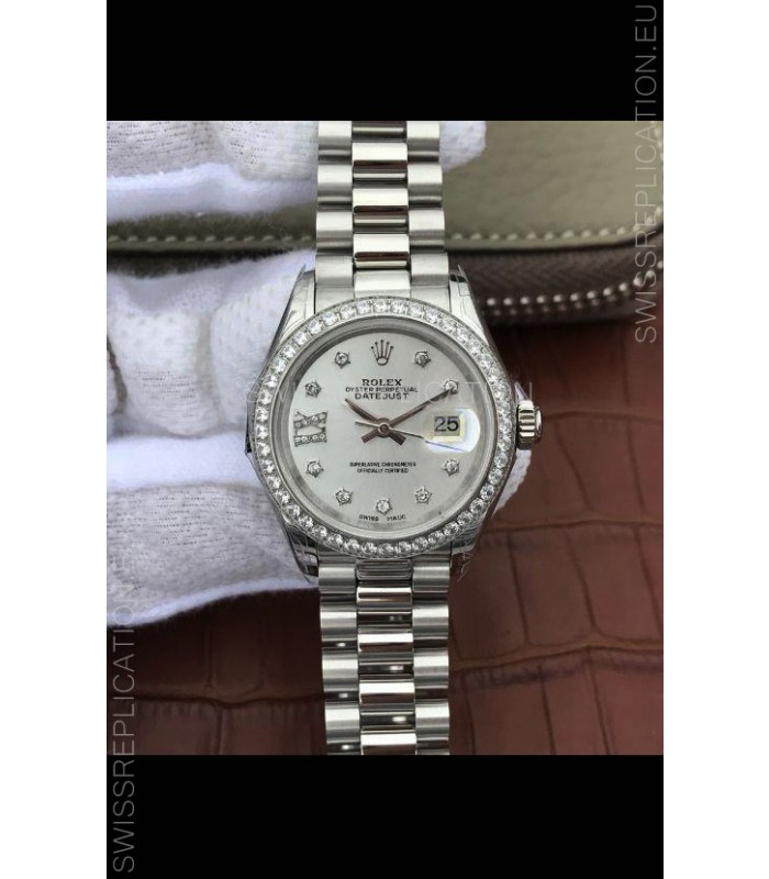 Rolex Datejust Ladies 28MM Cal.3135 Movement Swiss Replica in Grey Dial - 904L Steel Casing