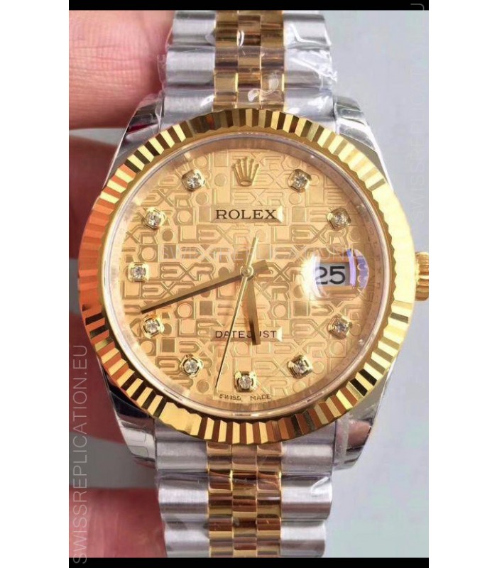 Rolex Datejust 41MM Cal.3135 Movement Swiss Replica Watch in 904L Steel Two Tone Casing Computer Dial