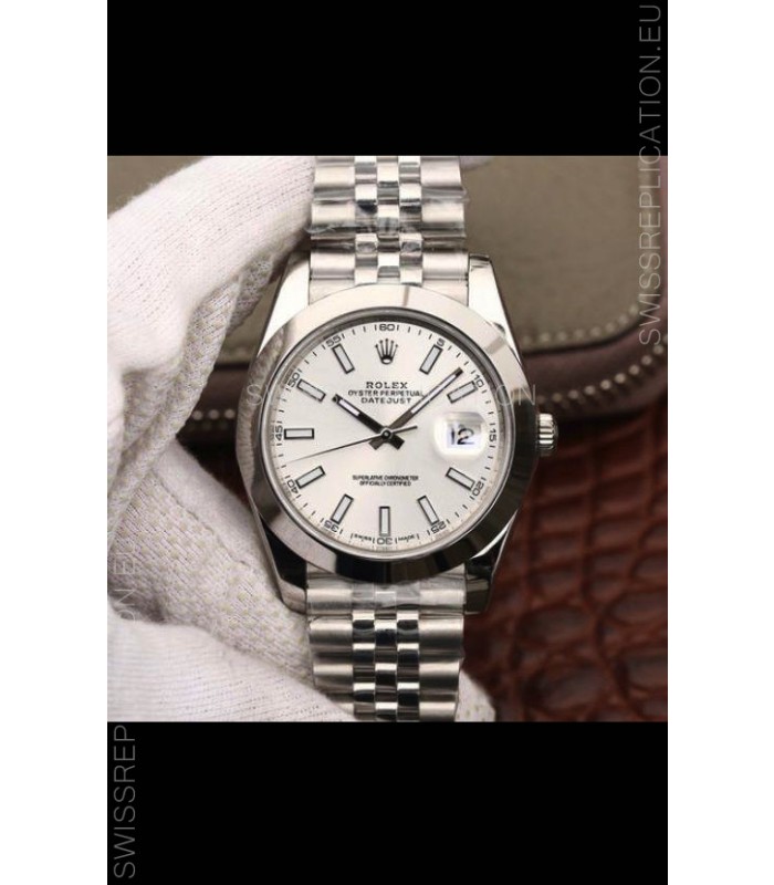 Rolex Datejust 41MM Cal.3135 Movement Swiss Replica Watch in 904L Steel Casing White Dial