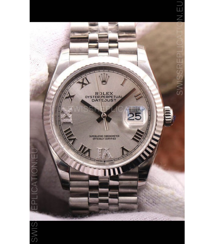 Rolex Datejust 36MM Cal.3135 Movement Swiss Replica Watch in 904L Steel Grey Dial 
