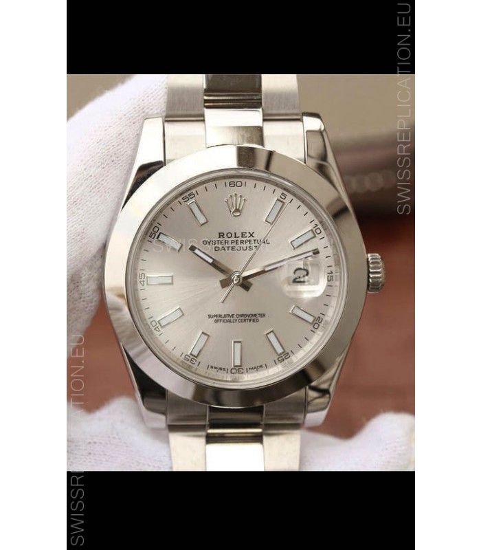 Rolex Datejust 41MM Cal.3135 Movement Swiss Replica Watch in 904L Steel / Steel Dial