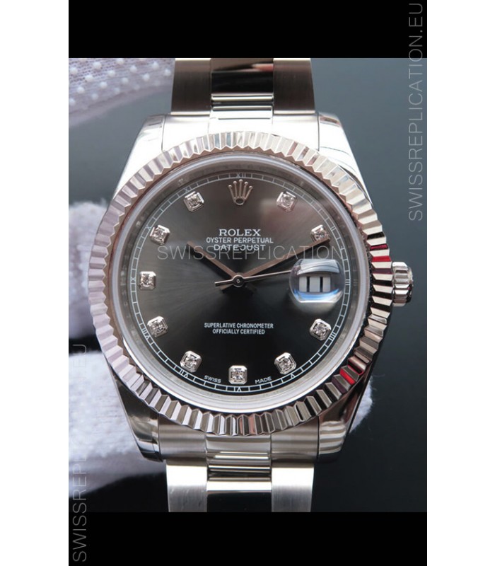 Rolex Datejust 41MM Cal.3135 Movement Swiss Replica Watch in 904L Steel Pearl Grey Dial 
