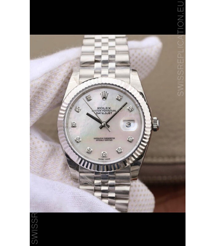 Rolex Datejust 41MM Cal.3135 Movement Swiss Replica Watch in 904L Steel Pearl Dial