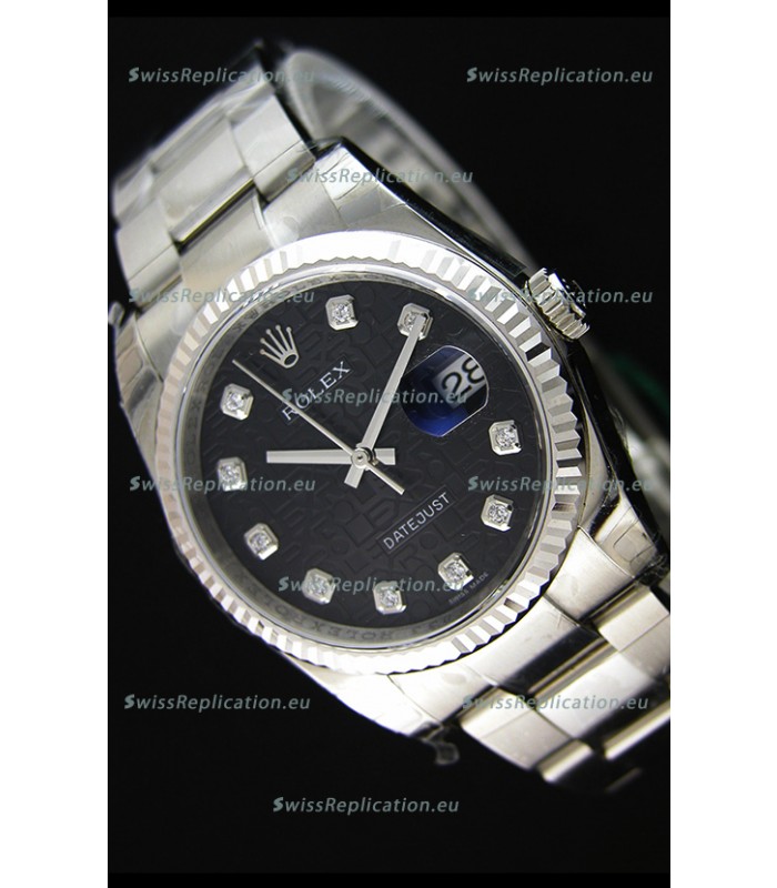 Rolex Datejust 36MM Cal.3135 Movement Swiss Replica Watch in Black Printed Dial