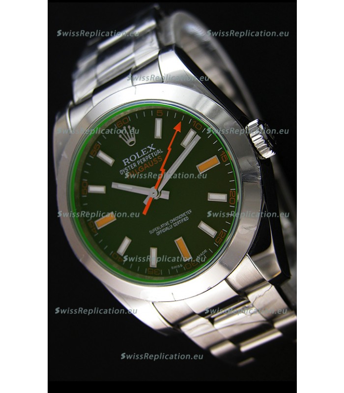 Rolex Milgauss 116400M Swiss Watch with Black Dial - Ultimate 904L Steel Watch 