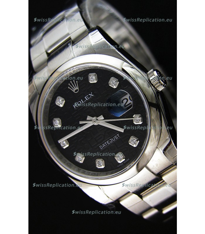 Rolex Datejust 36MM Cal.3135 Movement Swiss Replica Watch in Black Printed Dial