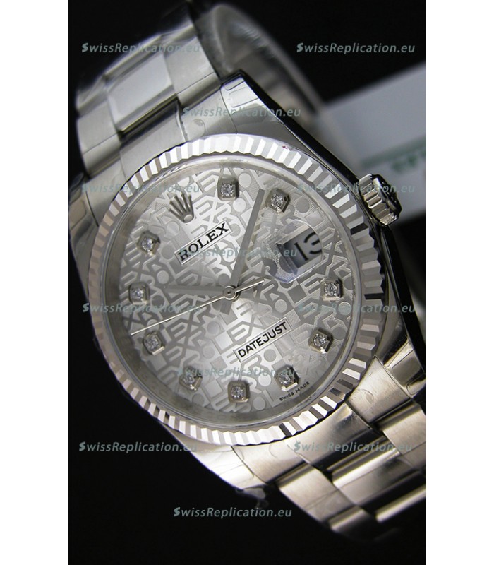 Rolex Datejust 36MM Cal.3135 Movement Swiss Replica Watch in Steel White Steel Dial