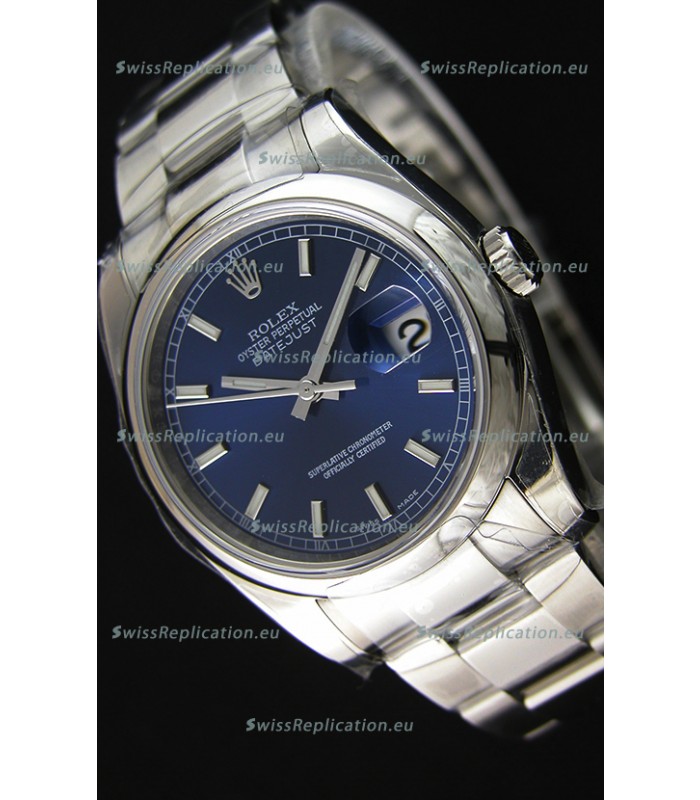 Rolex Datejust 36MM Cal.3135 Movement Swiss Replica Blue Dial Oyster Strap - Ultimate 904L Steel Watch 